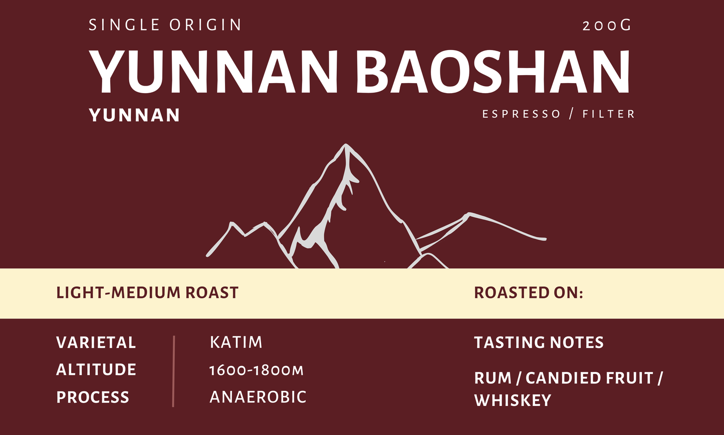 Rly Coffee - Yunnan Baoshan Coffee Beans [200g]